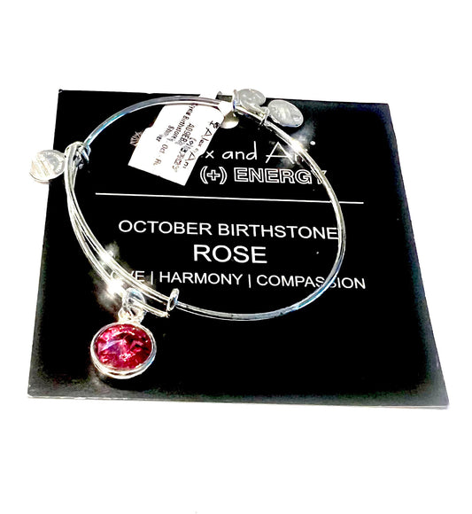 Alex and Ani - October Birthstone, Clear Rose Crystal Charm Bangle Bracelet