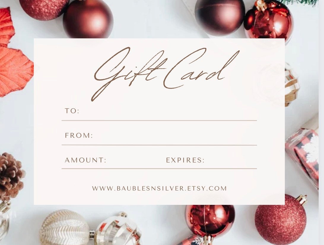 Gift Certificate, Gift Card, Layaway • 25.00 Dollars • Baubles N Silver, Gift for her, Birthday or Special Holiday, Shopping Gift for Her