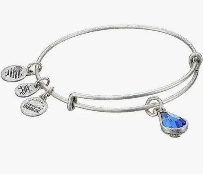 Alex and Ani - September Birthstone, Sapphire Crystal Charm Bangle, Rafaelian Silver, Stackable, Collectors Gift for Her