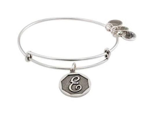 Alex and Ani - “E” Initial Bangle Bracelet, in Rafaelian Silver, Stackable, Adjustable, Collectable Gift for Her, NWOT