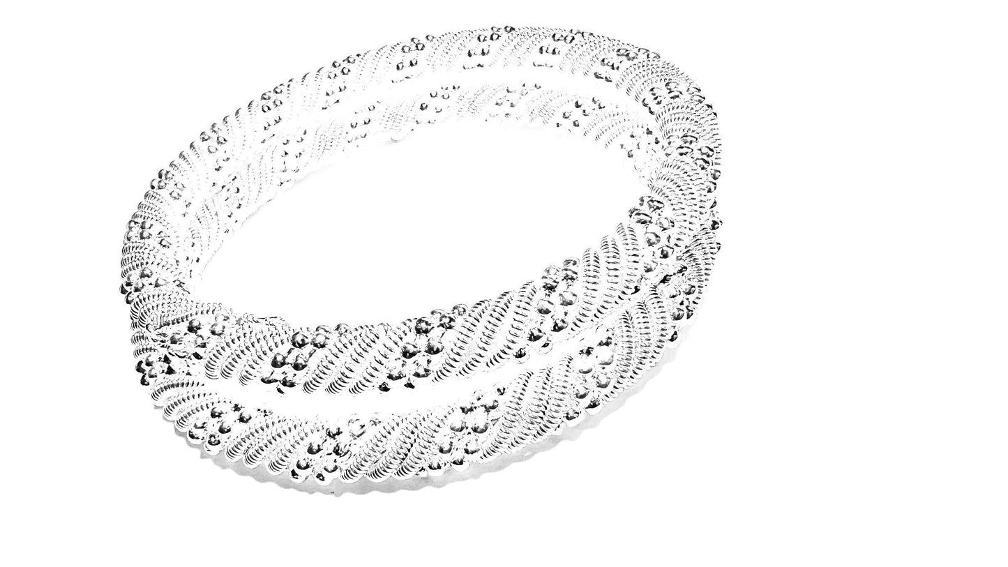 Two Shiny Silver Texture Bangle Bracelet, Gift for Her, Slide on Bracelets