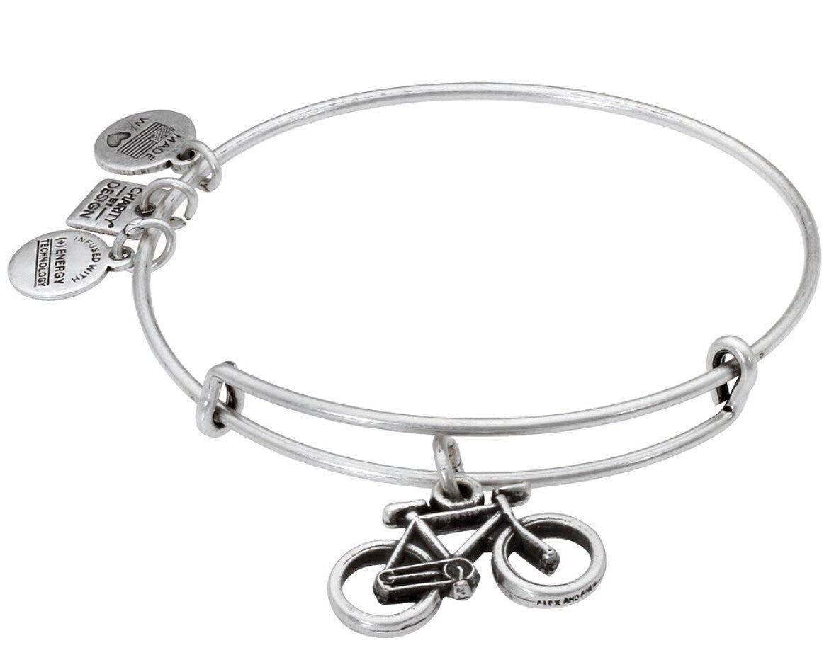 Alex and Ani - Bike Charm in Rafaelian Silver/Gold, Adjustable Bangle Bracelet, Collectable Gift for Her, NWT