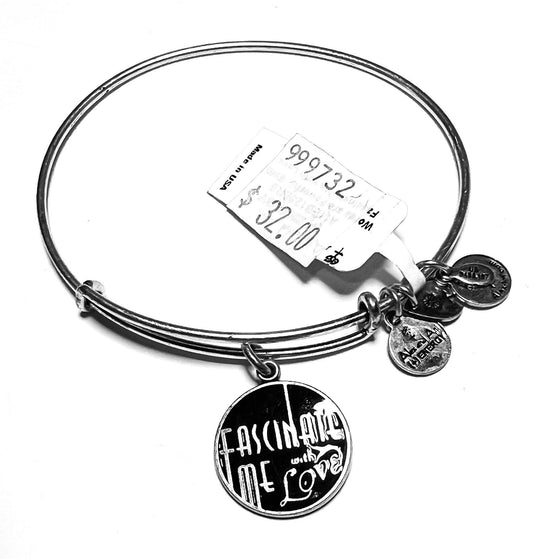 Alex and Ani - Fascinate Me With Love Charm Slide Bangle Rafaelian Silver/Gold®, Collector's Bracelet, Gift for Valentine’s Day, Anniversary