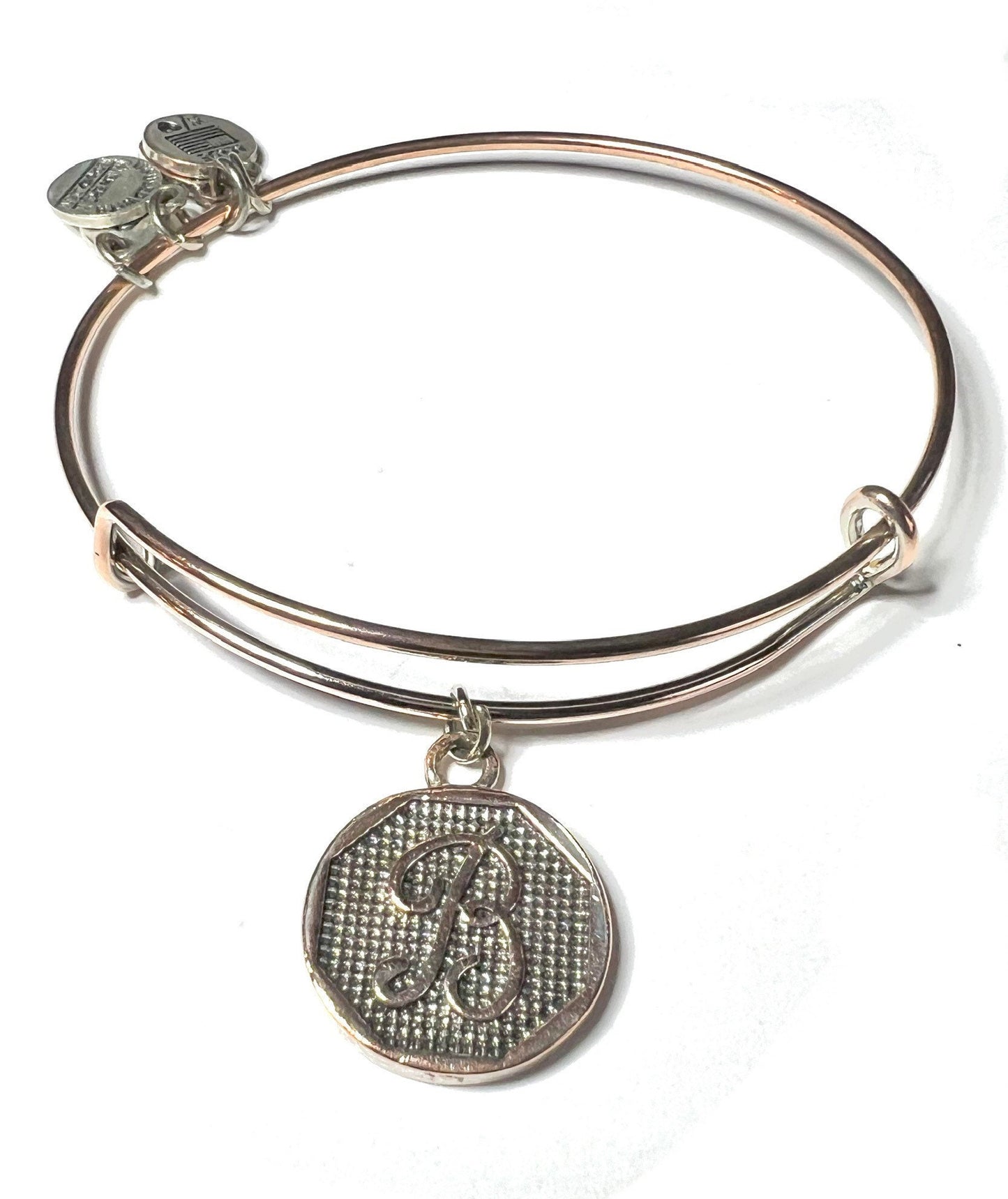 Alex and Ani - “B” Initial Bangle Bracelet, in Rafaelian Silver, Stackable, Adjustable, Collectors Gift for Her