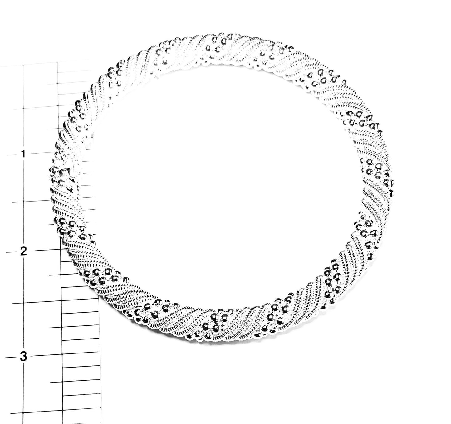 Two Shiny Silver Texture Bangle Bracelet, Gift for Her, Slide on Bracelets