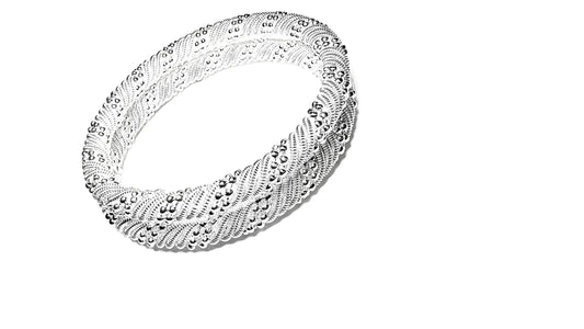 Two Shiny Silver Texture Bangle Bracelet, Gift for Her, Slide on Bracelets