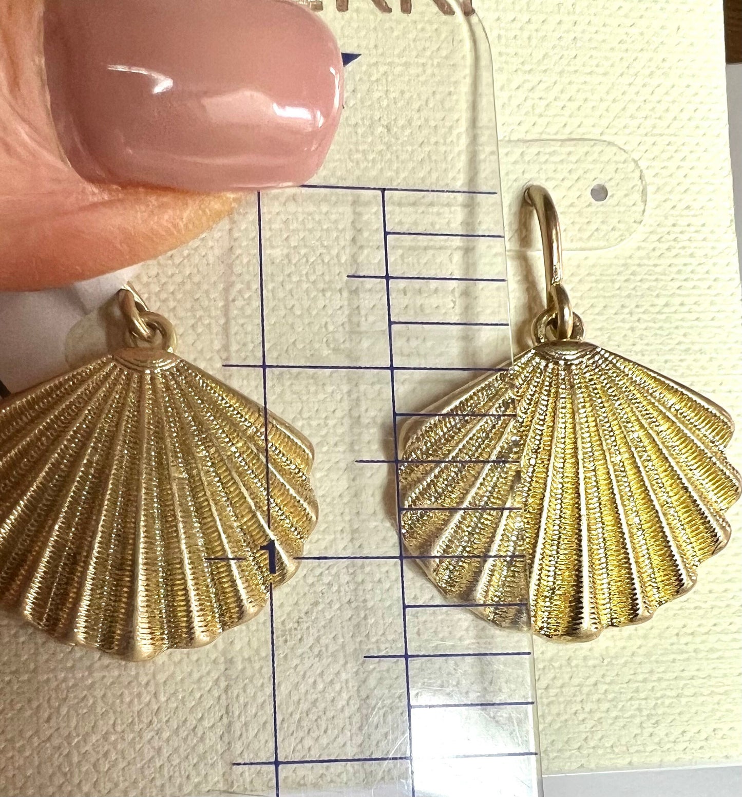 Gold Tone Shell Pierced Earrings, Textured Shell, Contemporary Earrings, Fishhook Style Earrings, Gift for Her