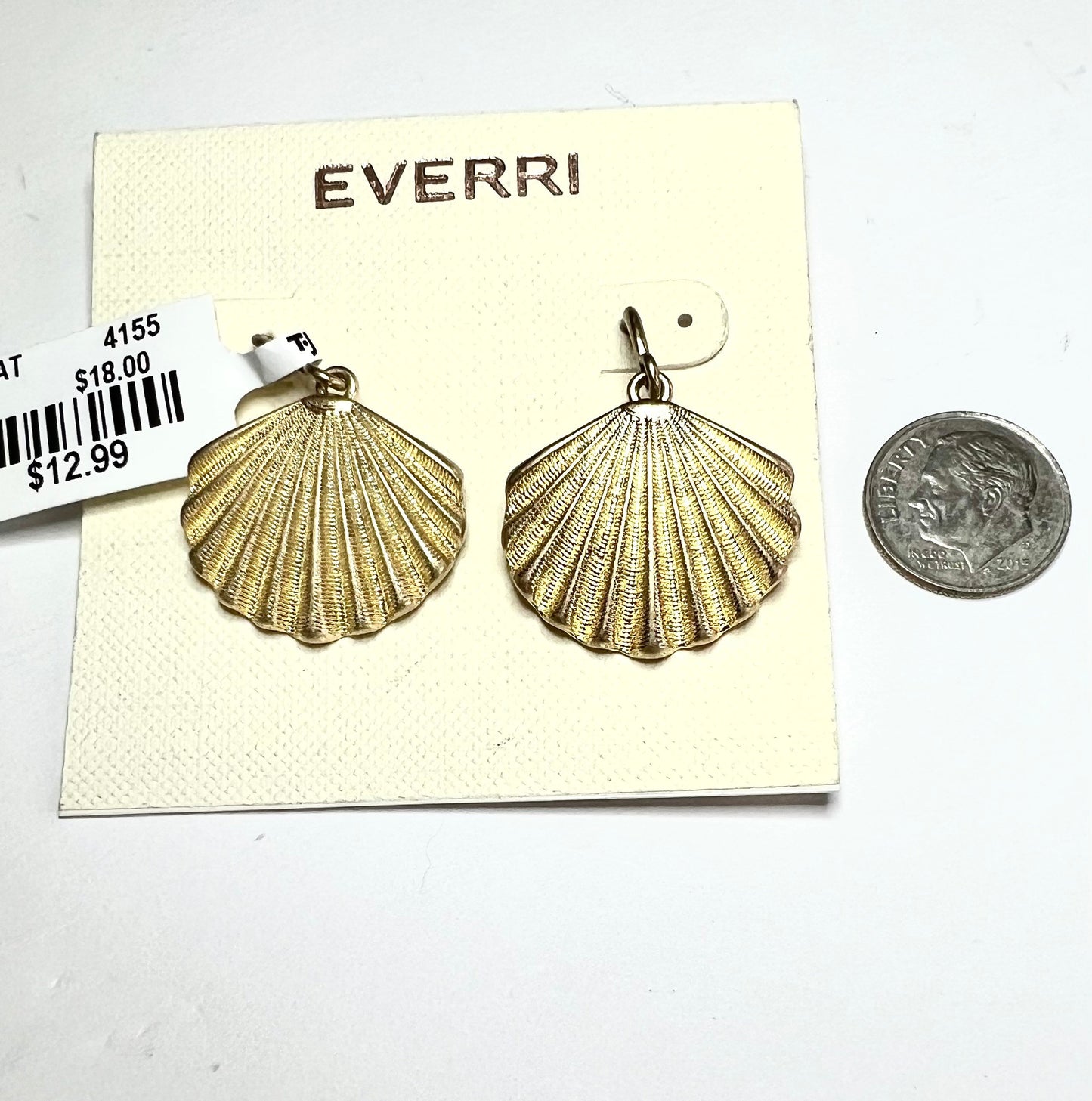 Gold Tone Shell Pierced Earrings, Textured Shell, Contemporary Earrings, Fishhook Style Earrings, Gift for Her