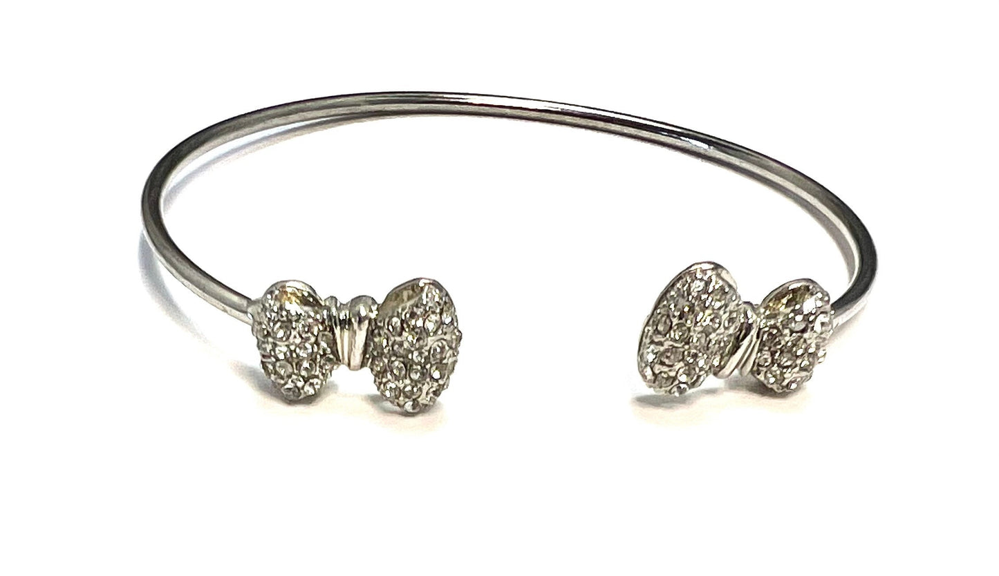 Pavé Bow Cuff, CZ Bow Flexible Bangle