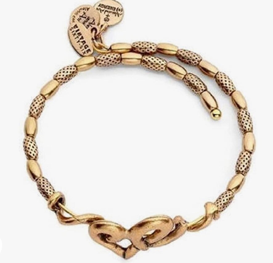 Alex and Ani - Heart & Beaded Wrap  - Vintage Sixty-Six Energy Infused Wrap, Rafaelian Rose Gold/Silver, Bangle Bracelet Gift for Her