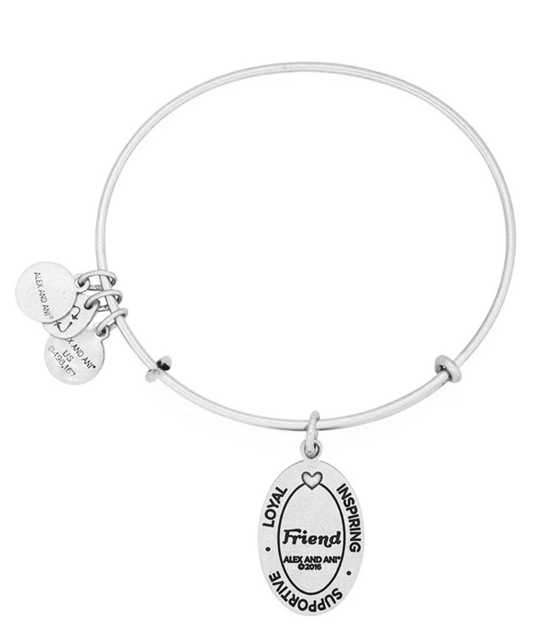 Alex and Ani - Because I Love You, Friend Charm in Rafaelian Silver/Gold/Rose Gold, for Your BFF, Bestie, Collector’s Gift for Her