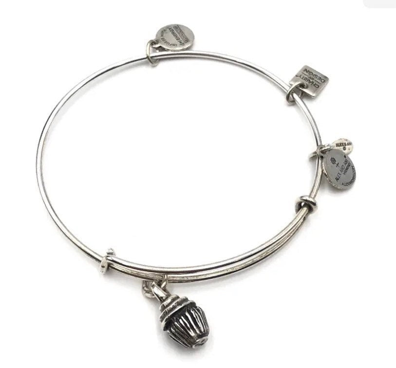 Alex and Ani - Cupcake Charm Bangle Rafaelian Silver/Gold, Stackable, Adjustable, Collector’s Bracelet, Collector’s Gift for Her, NWOT & NWT