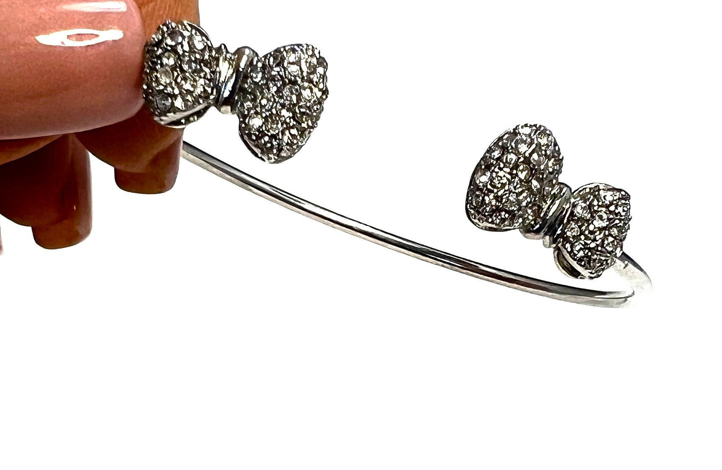 Pavé Bow Cuff, CZ Bow Flexible Bangle