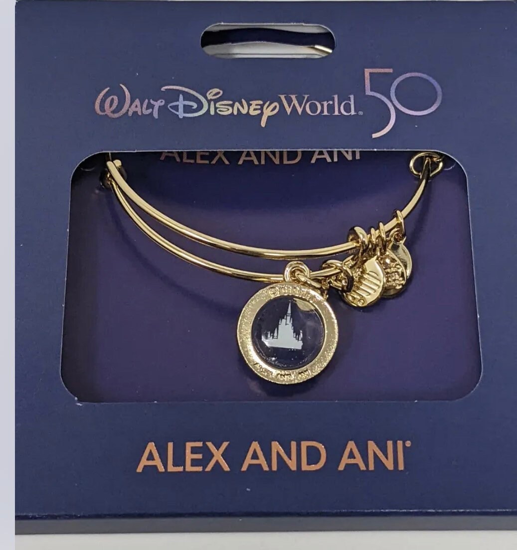 Alex and Ani - Disney Park Exclusive Bracelet - WDW Cinderella’s Castle Charm Rafaelian Gold, Collectors Bracelet, 50th Anniversary Limited