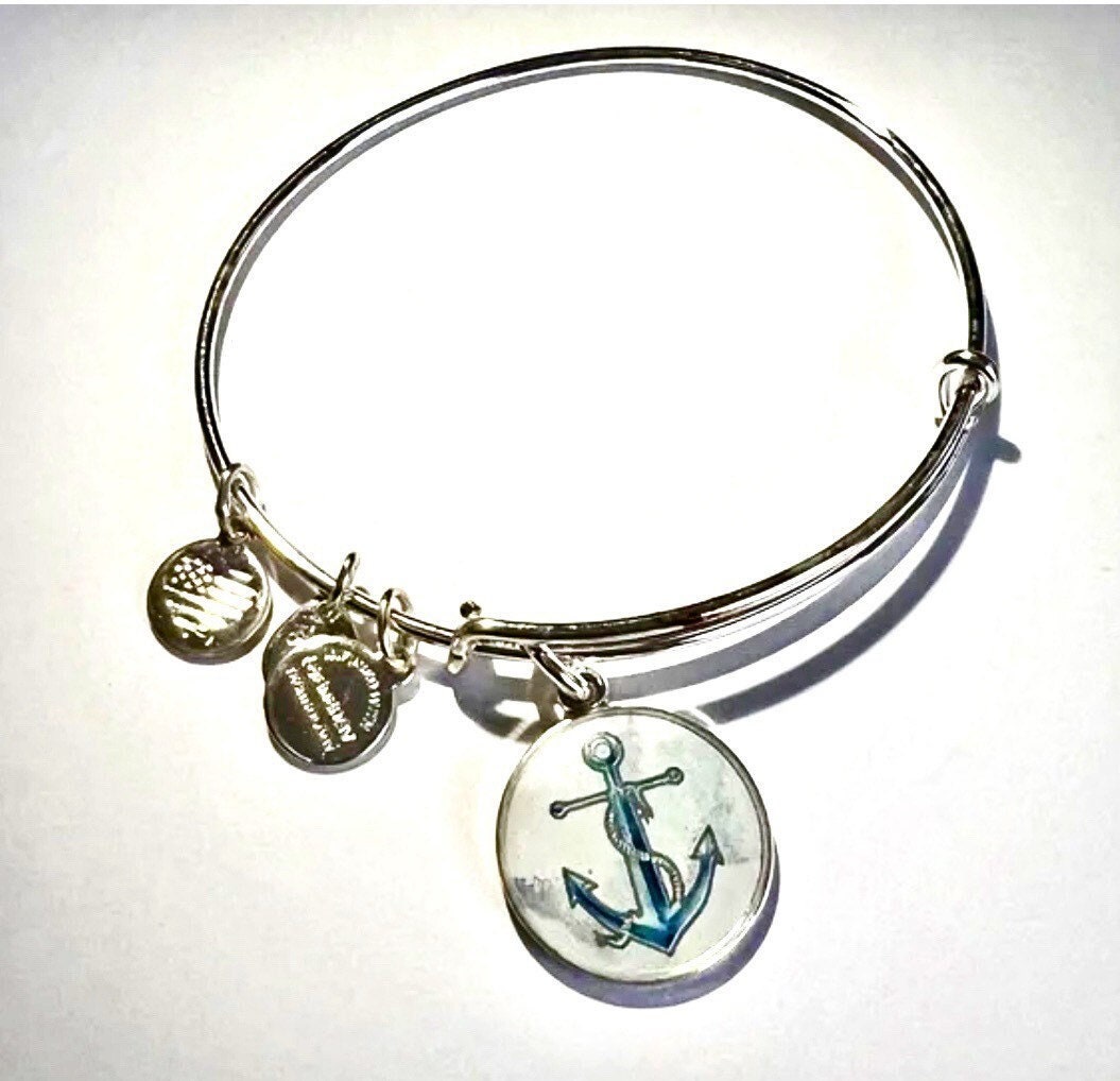 Alex and Ani - Anchor Art Infused Charm Bangle Shiny Gold/Silver