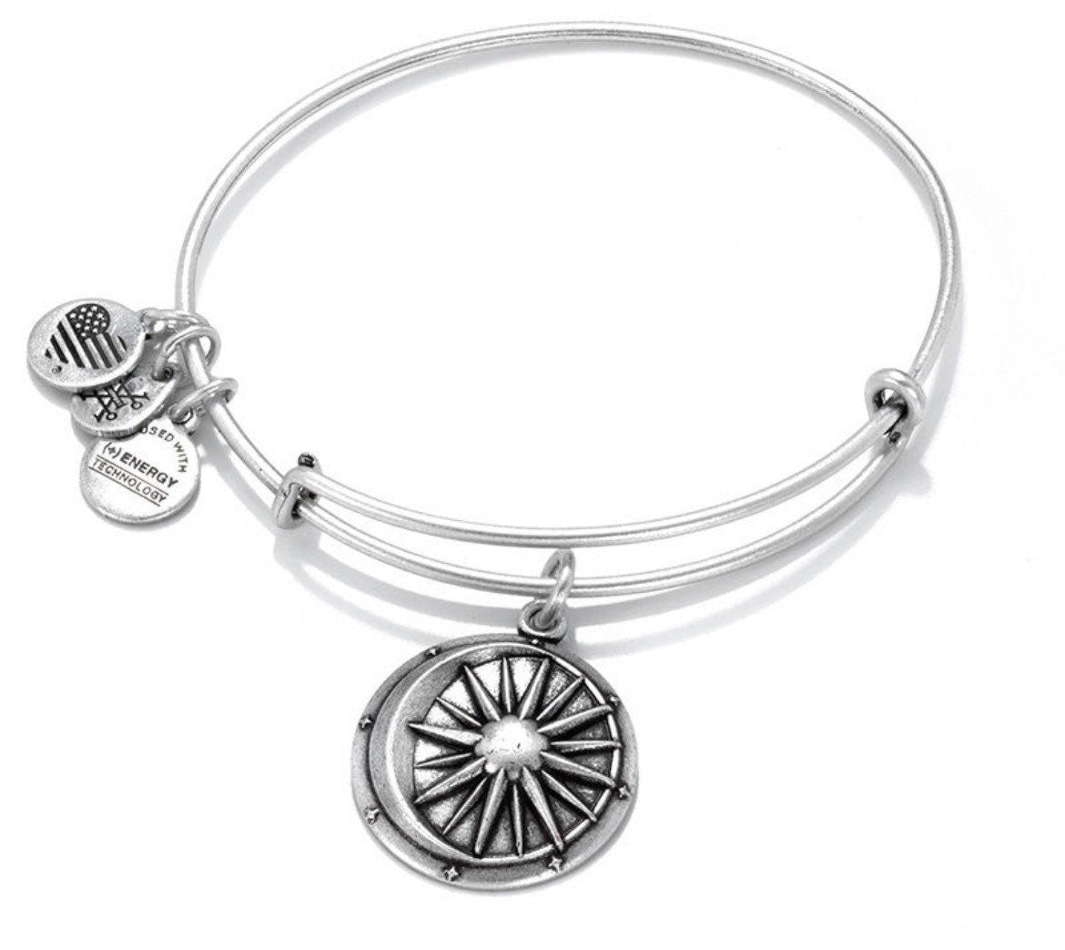 Alex and Ani - Cosmic Balance Charm Bangle Bracelet, Rafaelian Silver/Gold, Expandable & Stackable, Collectable Gift for Her