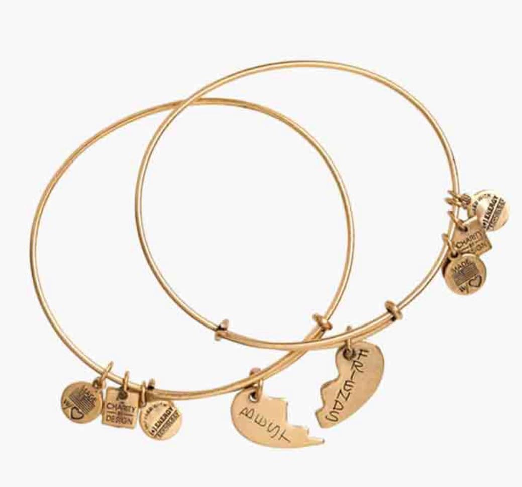 Alex and Ani - “Best” or ”Friends” Charms Bangle Bracelet , 1 of Set, Rafaelian Silver/Gold, Gift for You or Your BFF, Best Friends