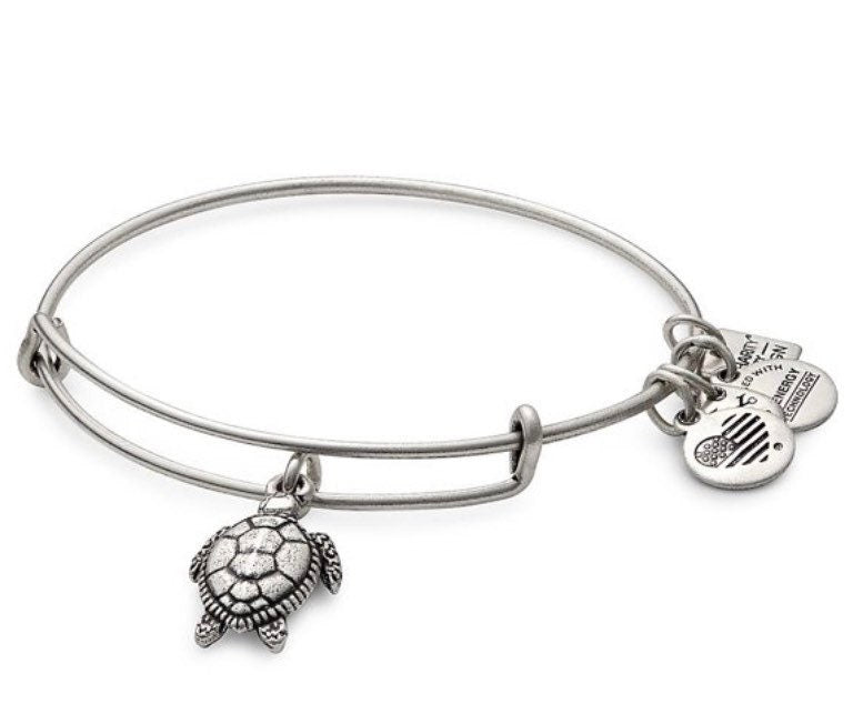 Alex and Ani - Sea Turtle Charm Bangle in Rafaelian Gold/Silver, Stackable, Adjustable, Collectable Gift for Her NWT