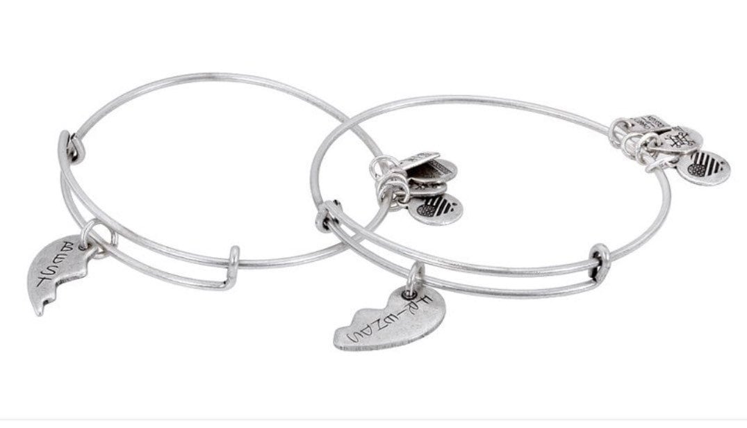 Alex and Ani - “Best” or ”Friends” Charms Bangle Bracelet , 1 of Set, Rafaelian Silver/Gold, Gift for You or Your BFF, Best Friends