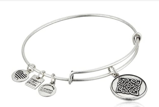 Alex and Ani - Charity by Design, Celtic Knot Charm Bangle Bracelet, Adjustable & Stackable, Rafaelian Gold/Silver Gift for Her - Both NWT