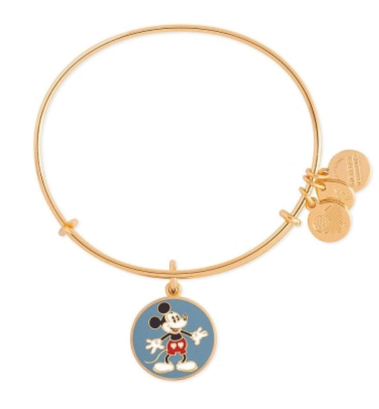 Alex and Ani - Disney Park Exclusive - Mickey Mouse Heart Shorts Charm, Bangle Bracelet Rafaelian Shiny Gold, Collector’s Gift for Her