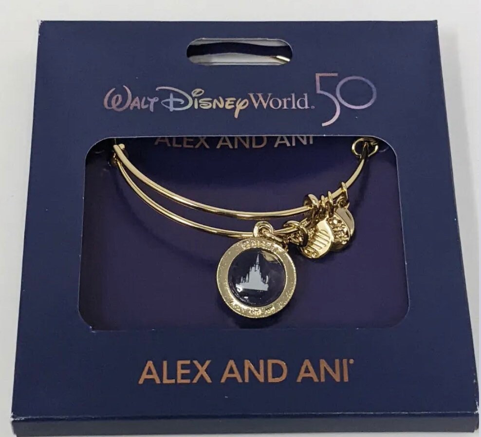 Alex and Ani - Disney Park Exclusive Bracelet - WDW Cinderella’s Castle Charm Rafaelian Gold, Collectors Bracelet, 50th Anniversary Limited