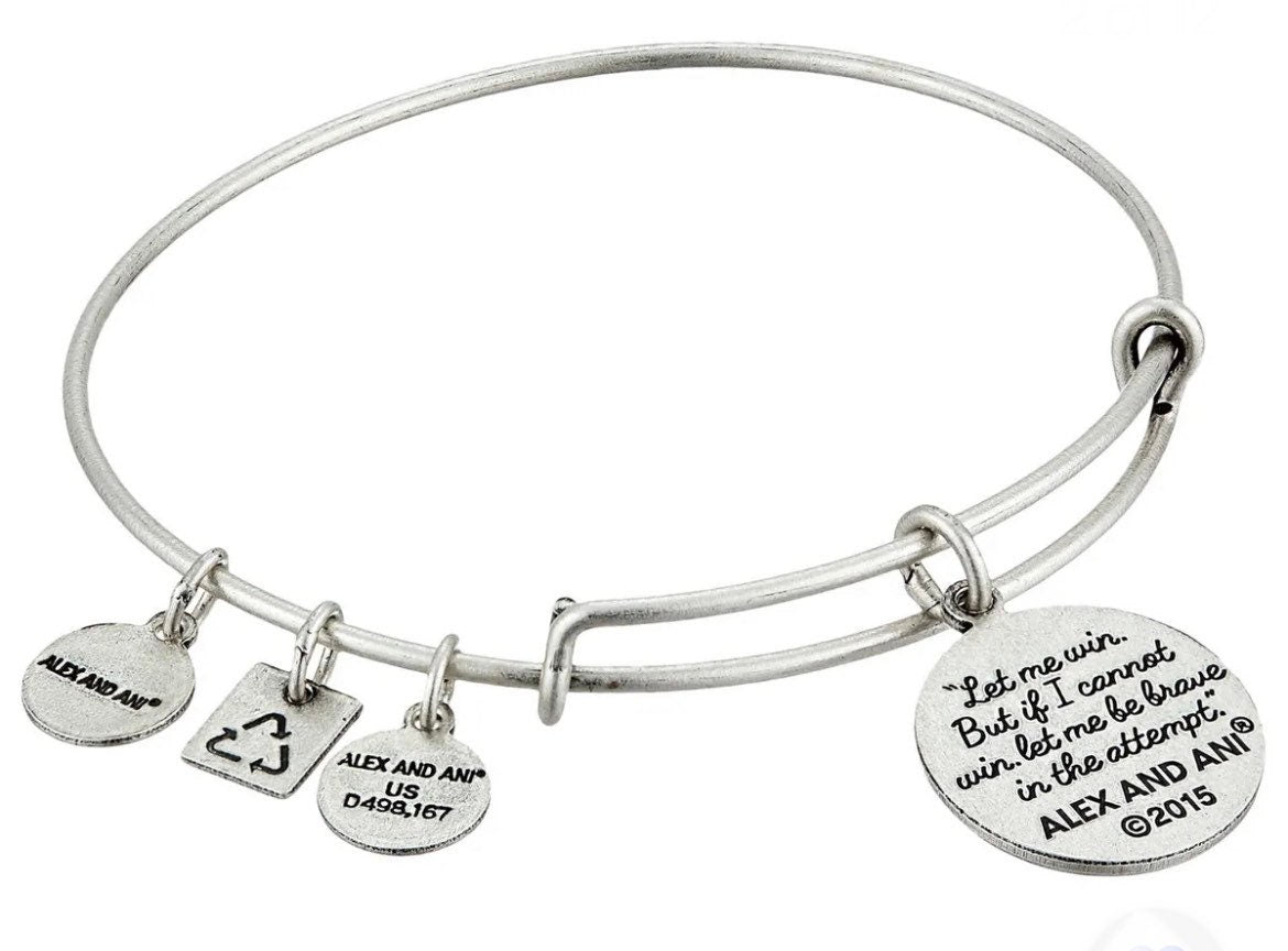 Alex and Ani - power of Unity “Let Me Win”Charm Bangle Bracelet, Rafaelian Silver, Stackable, Adjustable, Collectors Gift for Her