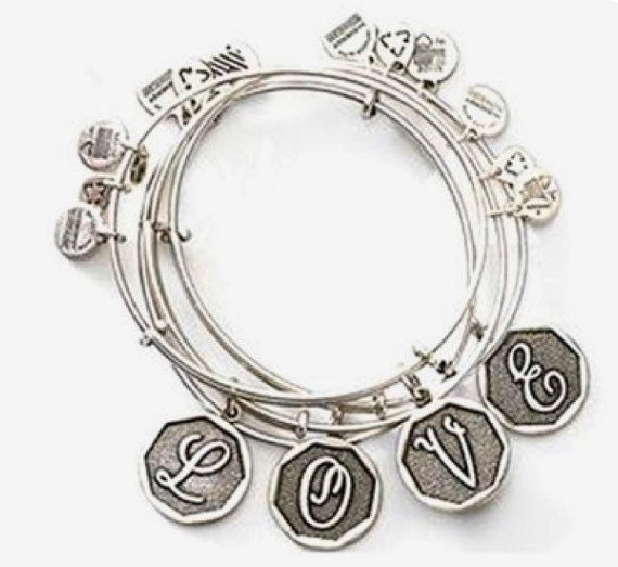 Alex and Ani - “L” Initial Bangle Bracelet Retired & Rare, Rafaelian Silver/Gold, Stackable, Expandable, Collectable Gift for Her, EUC