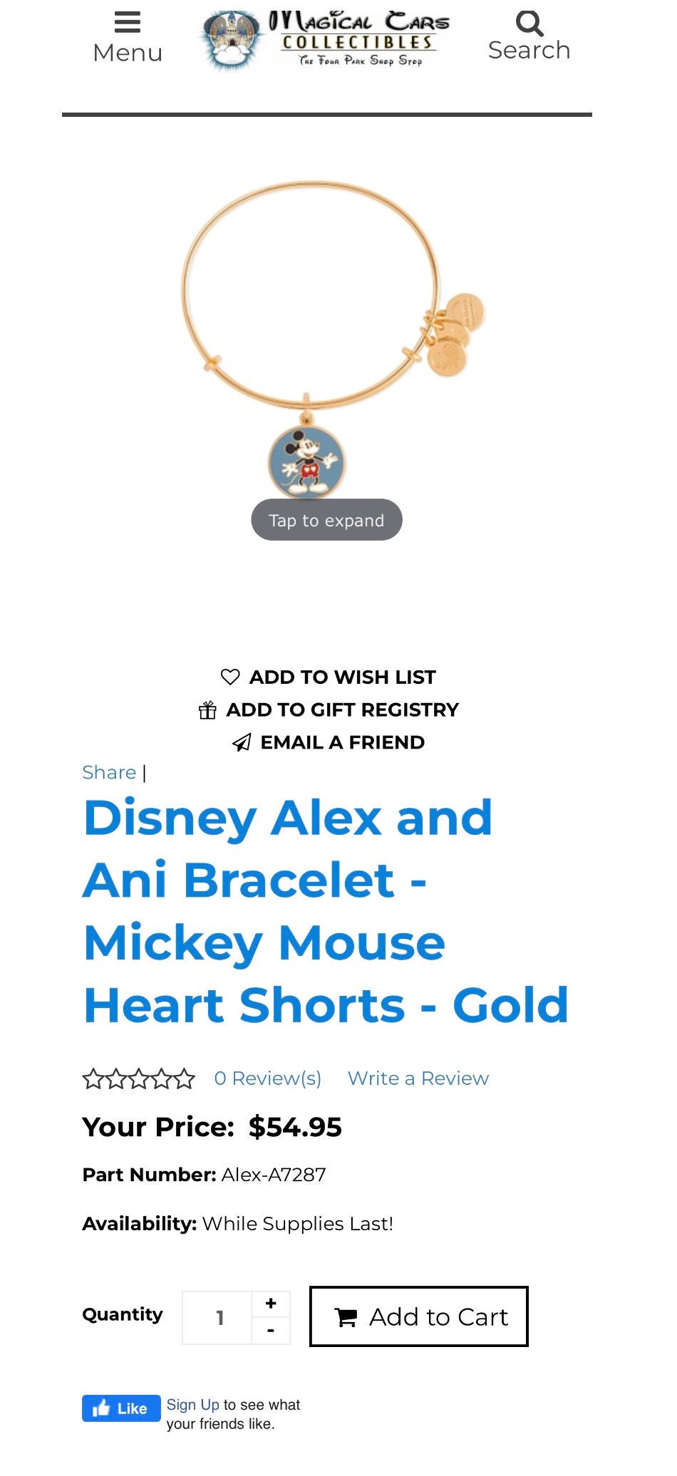 Alex and Ani - Disney Park Exclusive - Mickey Mouse Heart Shorts Charm, Bangle Bracelet Rafaelian Shiny Gold, Collector’s Gift for Her