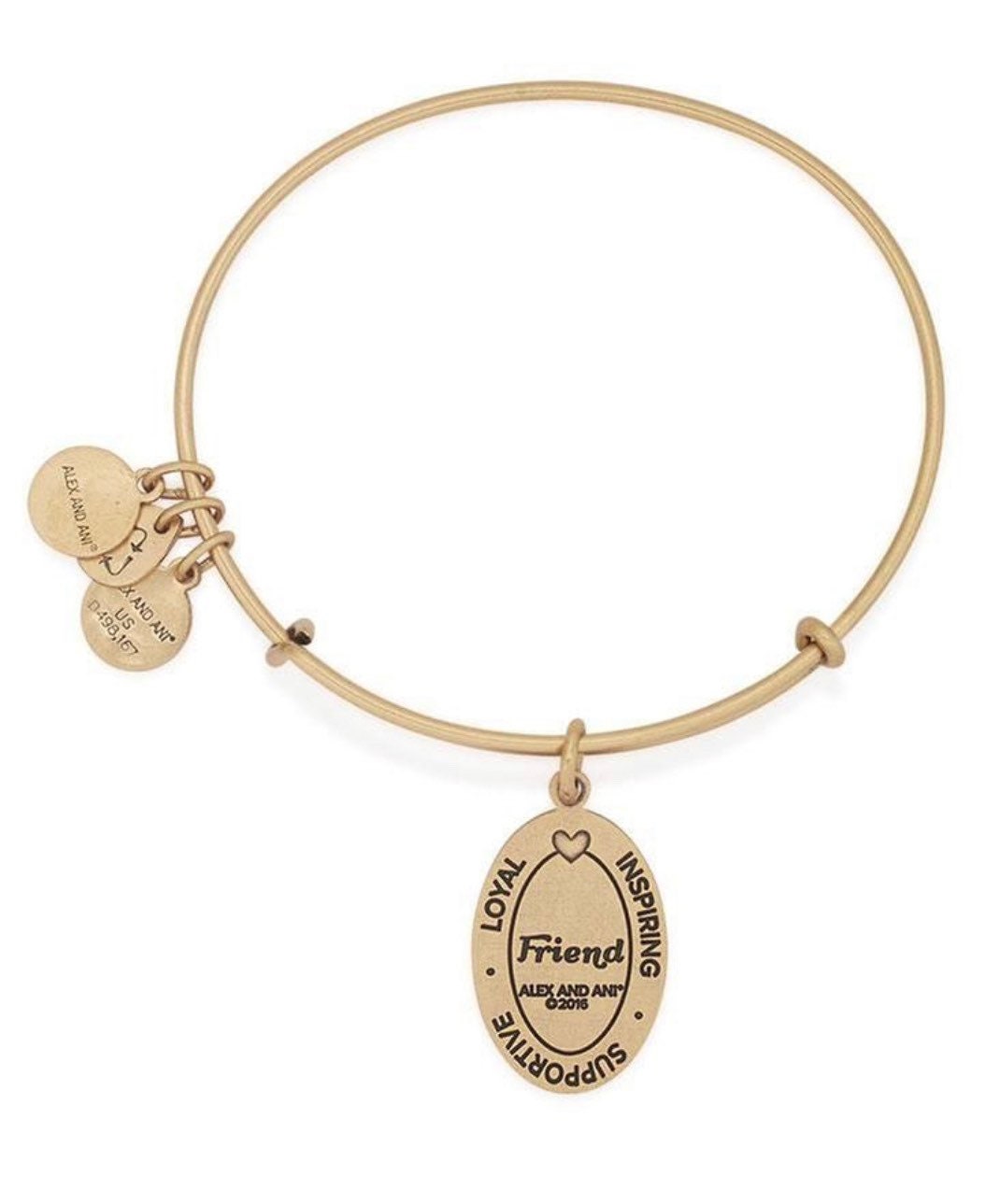 Alex and Ani - Because I Love You, Friend Charm in Rafaelian Silver/Gold/Rose Gold, for Your BFF, Bestie, Collector’s Gift for Her