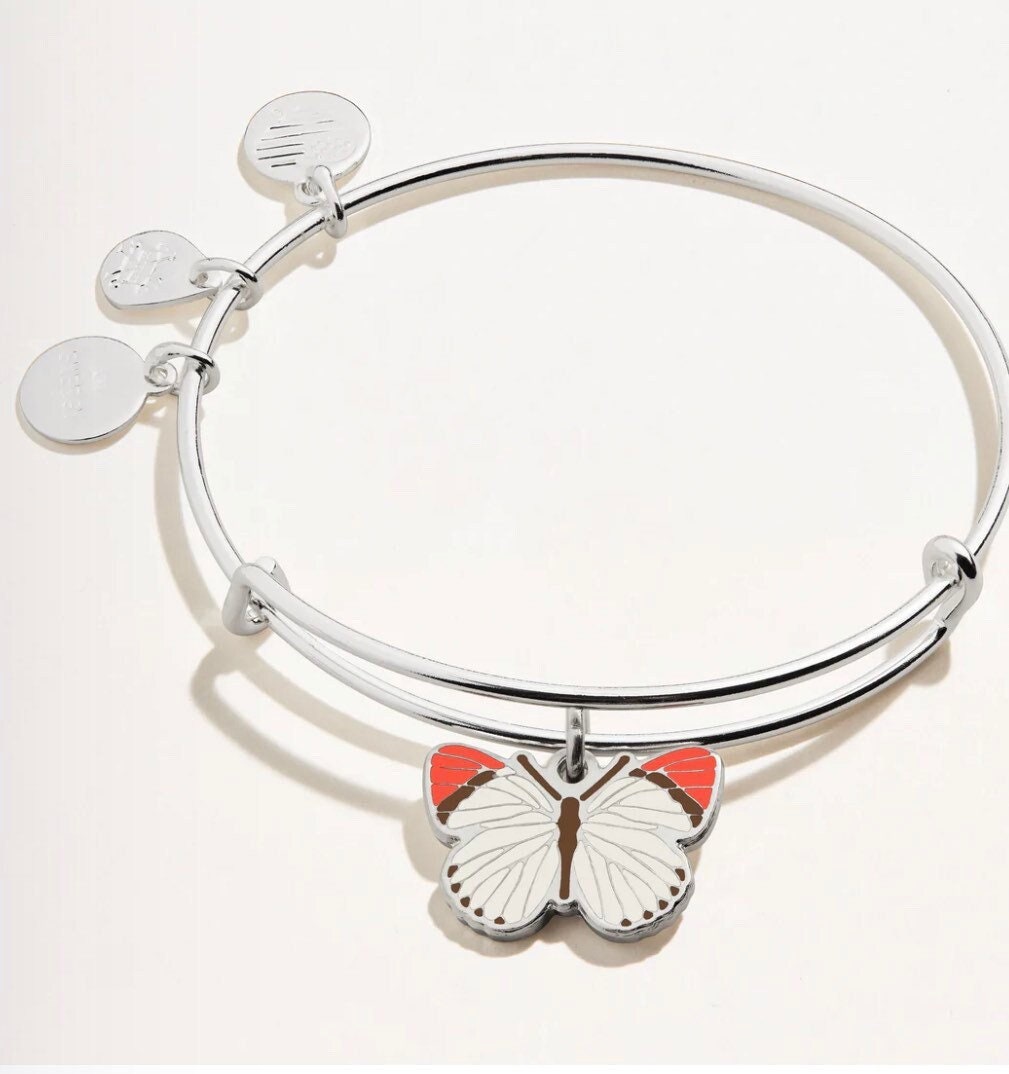 Alex and Ani - Comma Butterfly Charm Bangle, Shiny Rafaelian Silver, Stackable, Limited Edition, Gratitude, Gift for Her