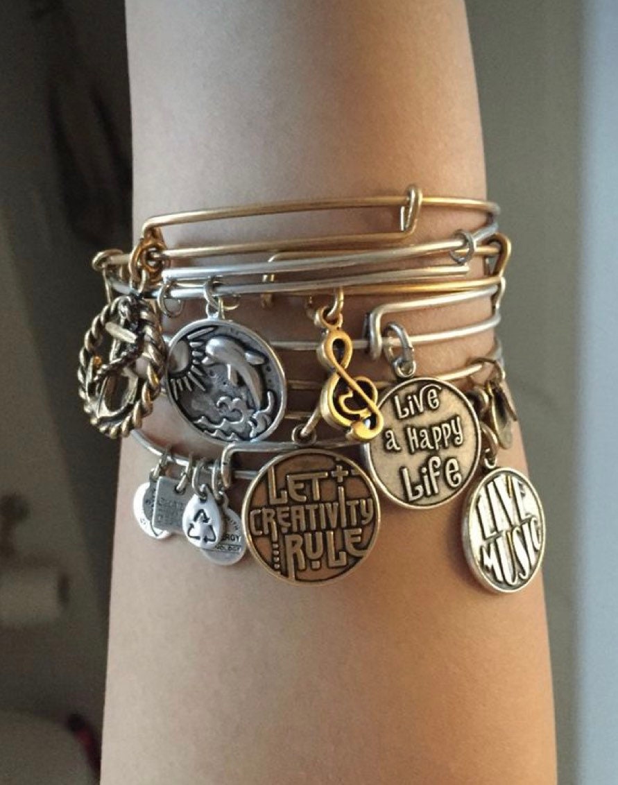 Alex and Ani - Anchor With a Rope  Charm Bangle Rafaelian Gold/Rose Gold/Silver, Stackable, Adjustable, Collectable Bracelet, Gift for Her