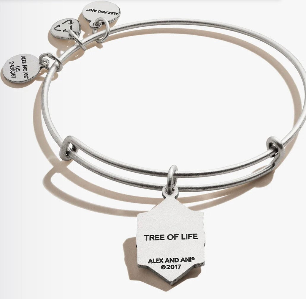 Alex and Ani - Tree of Life w/ Swarovski Crystal Charm Bangle Bangle Bracelet - Rafaelian Silver