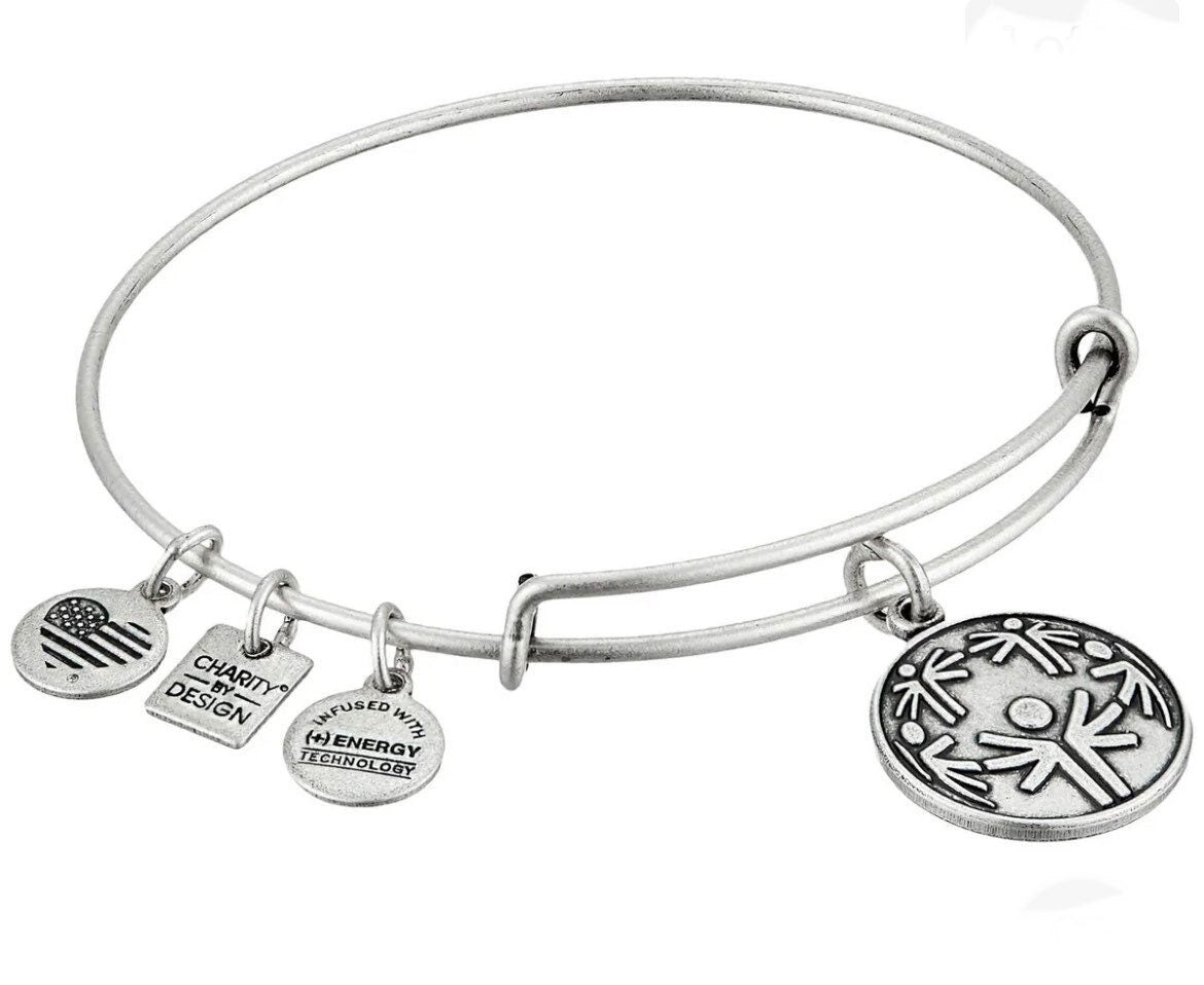 Alex and Ani - power of Unity “Let Me Win”Charm Bangle Bracelet, Rafaelian Silver, Stackable, Adjustable, Collectors Gift for Her