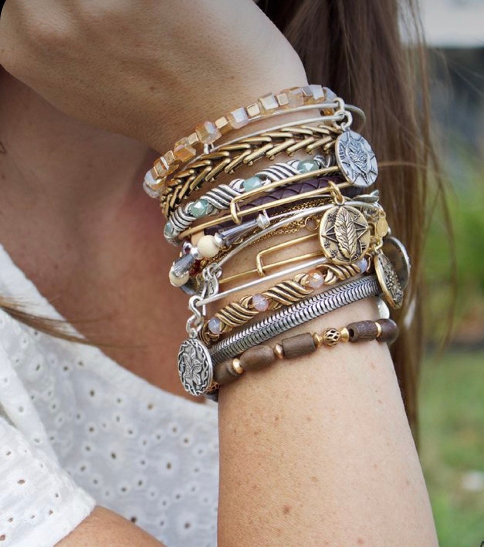 Alex and Ani - New Beginnings, Flower Charm Start Your Life With One New Step, Rafaelian Gold/Silver, Recovery Charm