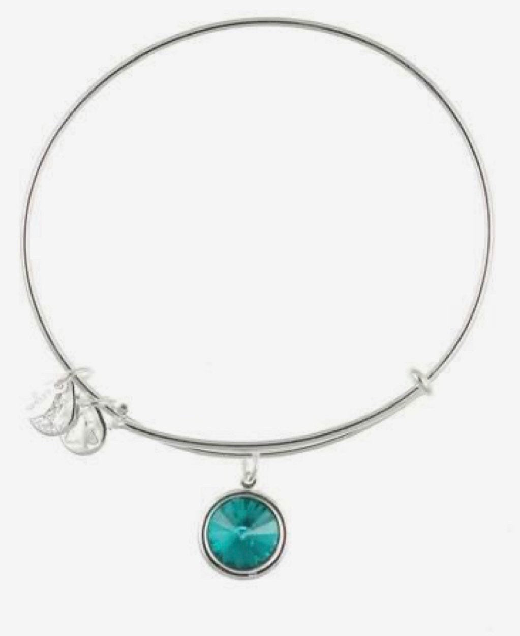 Alex and Ani - December Birthstone Blue Zircon Crystal Charm Bangle, Rafaelian Shiny Silver, Stackable Bracelet, Gift for Her