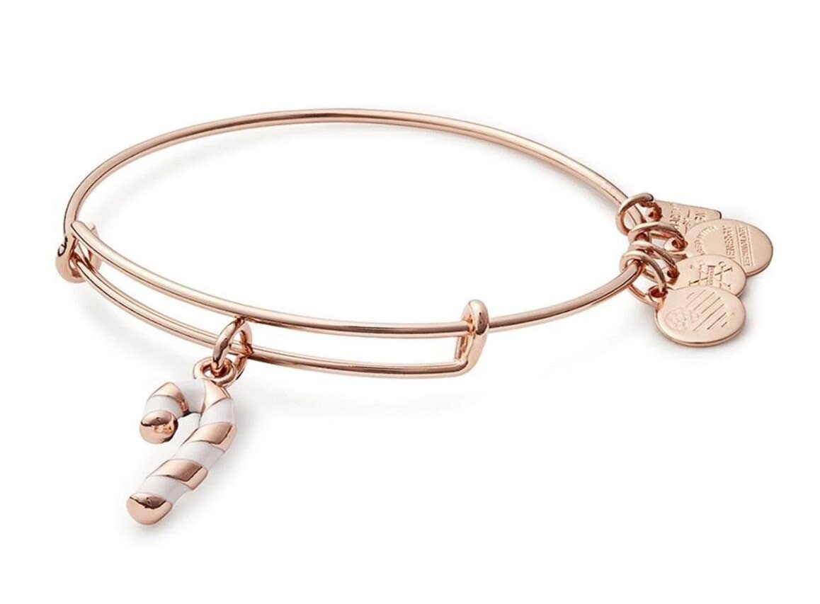 Alex and Ani - Candy Cane Bangle Bracelet Shiny Rose Gold, 1 of Set, NWT & Comes with Box, Adjustable, Collectable Gift for Her