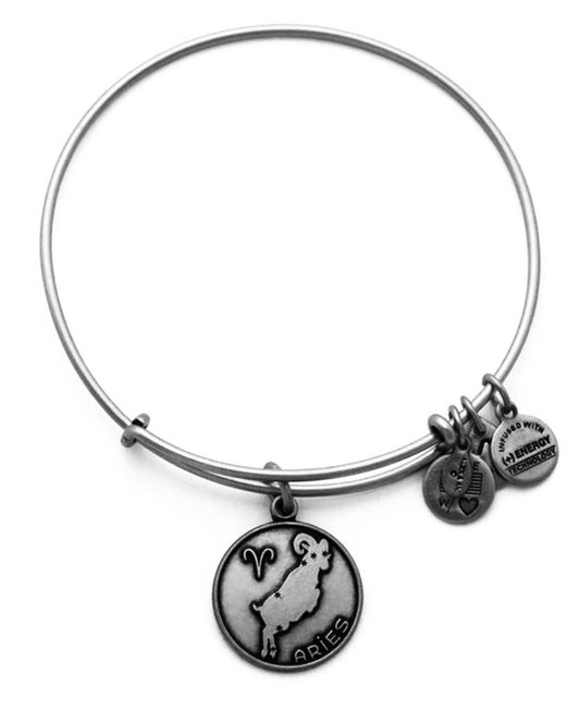 Alex and Ani - Aries, 3/21-4/19 Zodiac Charm Bangle Rafaelian Silver/Gold, Stackable, Adjustable, Collector’s Bracelet, Gift for Her