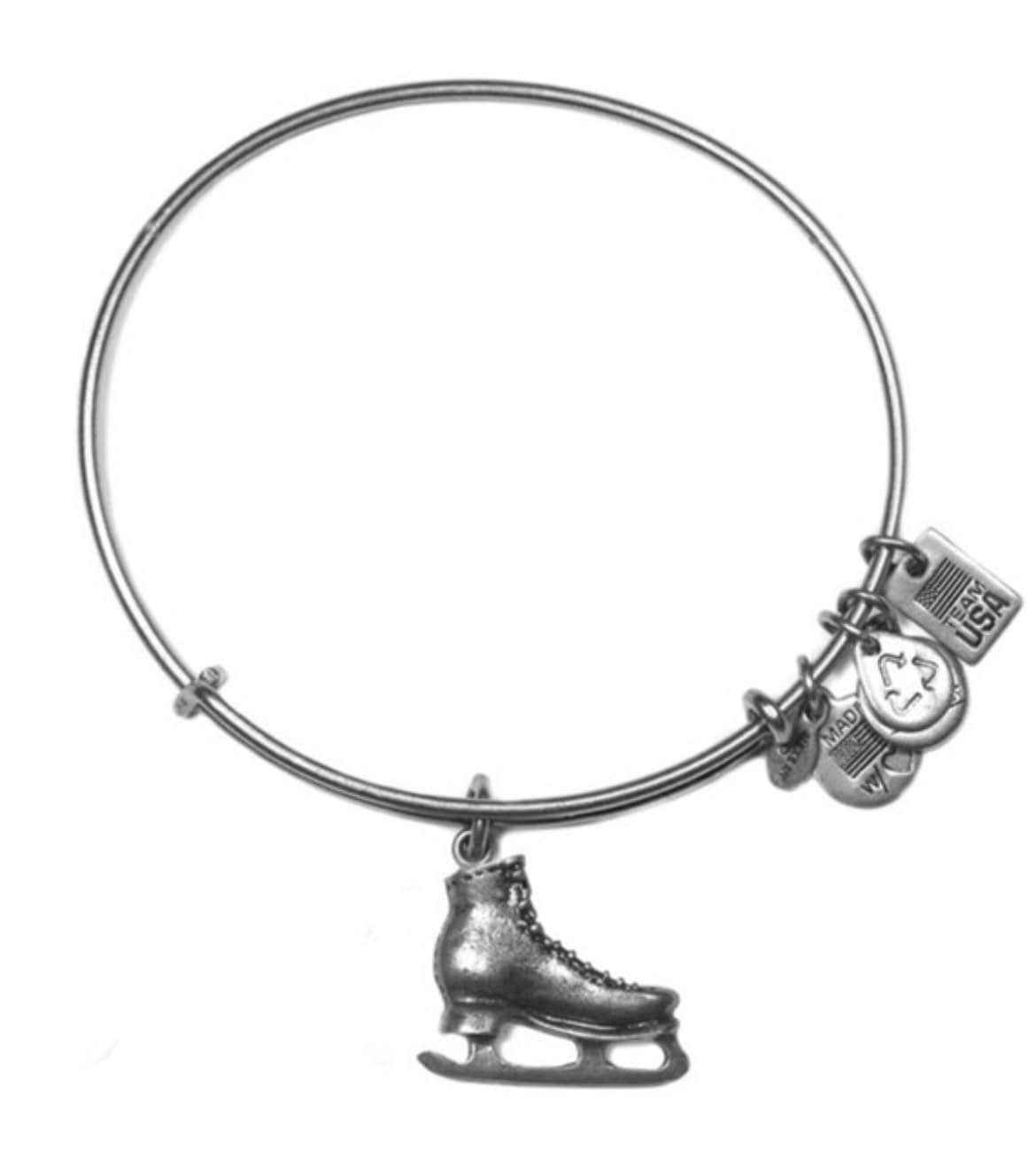 Alex and Ani - TEAM USA Ice Skate Silver Charm Bangle, Stackable, Collector’s Bracelet, Gift for Her