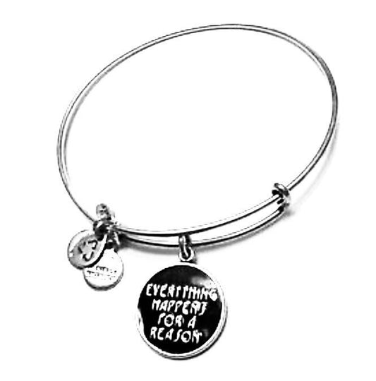 Alex and Ani - “Everything Happens For A Reason” Charm Bangle Bracelet -  Rafaelian Silver, Adjustable, Collector’s Gift for Her