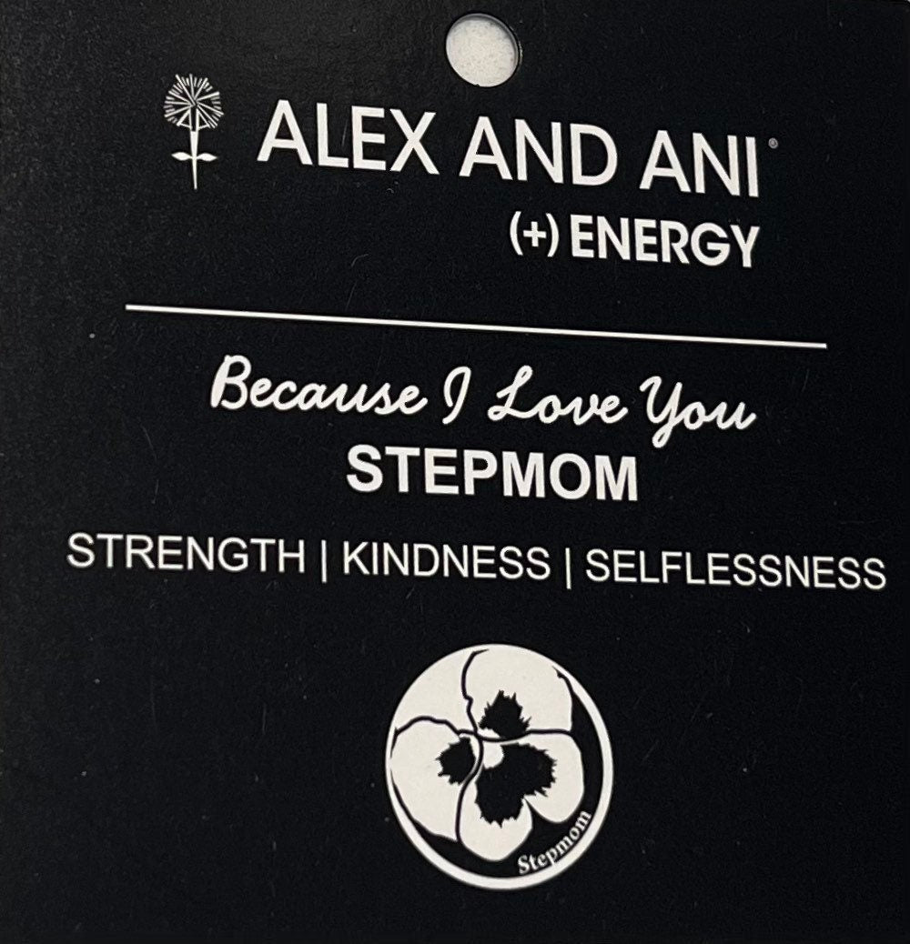 Alex and Ani - because I Love You Step Mom Charm Bangle in Rafaelian Silver® Bracelet, Collector's Item Gift for Mom, Mother’s Day