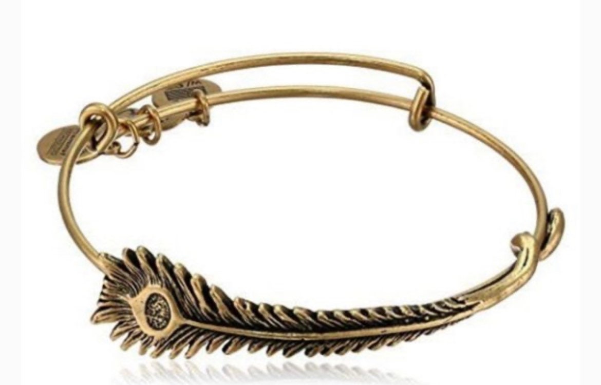 Alex and Ani - Peacock Feather Charm Bangle Rafaelian Gold/Silver Stackable, Adjustable, Collector’s Bracelet, Gift for Her