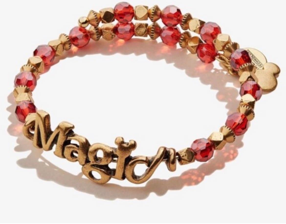 Alex and Ani - Disney Park Exclusive - Magic Wrap - Rafaelian Gold & Red AB Crystal Beads, Collector’s Bracelet, Gift for Her