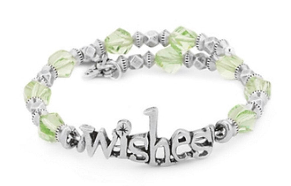 Alex and Ani - Disney Park Exclusive - Wishes Vintage 66 Wrap - Rafaelian Silver & Green Crystal Beads, Collector’s Bracelet, Gift for Her