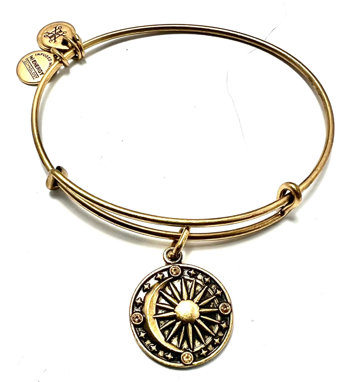 Alex and Ani - Cosmic Balance Charm Bangle Bracelet, Rafaelian Silver/Gold, with Swarovski Crystals, Expandable, Collectable Gift for Her