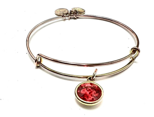 Alex and Ani - July Birthstone Crystal Siam, Swarovski Crystal Charm Bangle, Rafaelian Silver/Rose Gold/Gold, Collectors Gift for Her