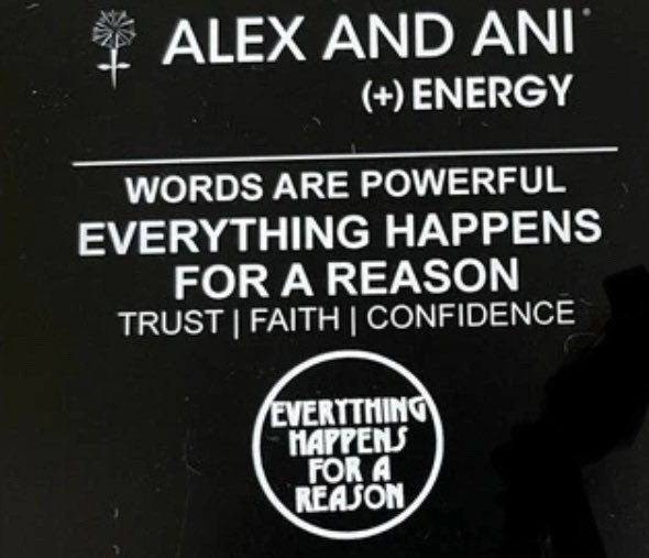 Alex and Ani - “Everything Happens For A Reason” Charm Bangle Bracelet -  Rafaelian Silver, Adjustable, Collector’s Gift for Her