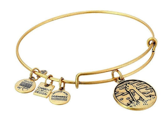 Alex and Ani - Lighthouse Charm Rafaelian Gold/Silver Bangle Bracelet, Adjustable, Stackable, Collector’s Gift for Her