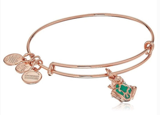 Alex and Ani - Frog Prince with Crown Charm Bangle, Shiny Rose Gold Bracelet, Stackable & Adjustable, Collectable Gift for Her, NWOT