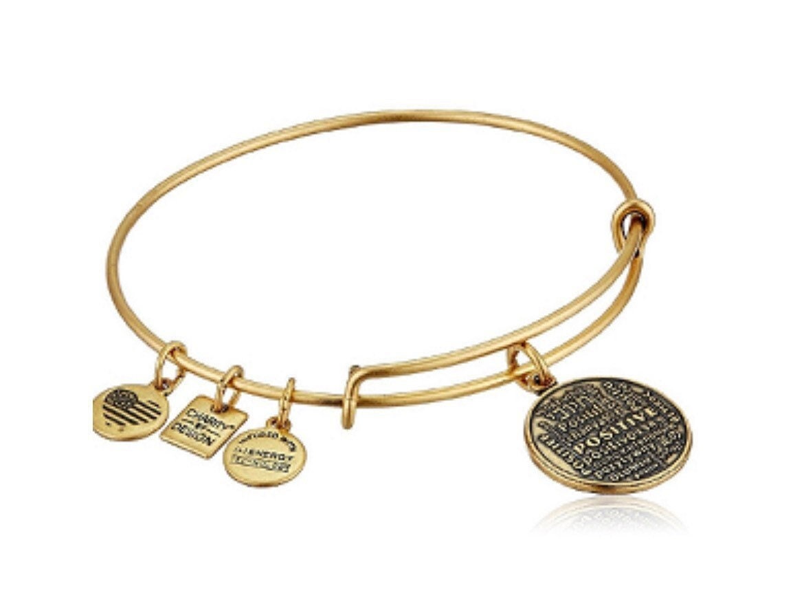 Alex and Ani - Positive Is How I Live, Rafaelian Gold/Silver, Positive Charm Bangle, Stackable, Collectable, Gift for Her, NWOT + Card